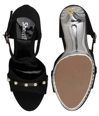 black SHOES STILETTO HEELS SANDALS 4