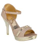 gold SHOES STILETTO HEELS SANDALS