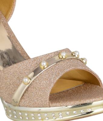 gold SHOES STILETTO HEELS SANDALS 5