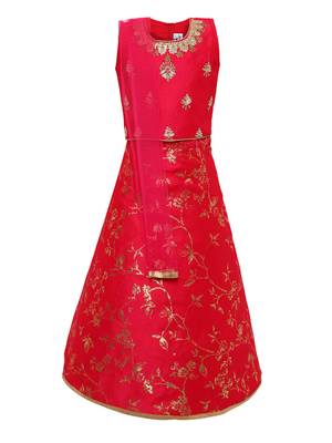 Girl'S   Rani Slik Lehenga Choli And Dupatta Set 1