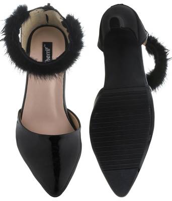 black SHOES KITTEN HEELS SANDALS 4