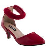 red SHOES KITTEN HEELS SANDALS