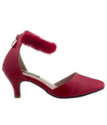 red SHOES KITTEN HEELS SANDALS 2
