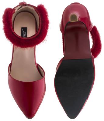 red SHOES KITTEN HEELS SANDALS 4