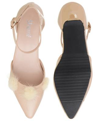 beige SHOES KITTEN HEELS SANDALS 4