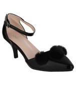 black SHOES KITTEN HEELS SANDALS