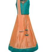 Girl'S   Rama Slik Lehenga Choli And Dupatta Set