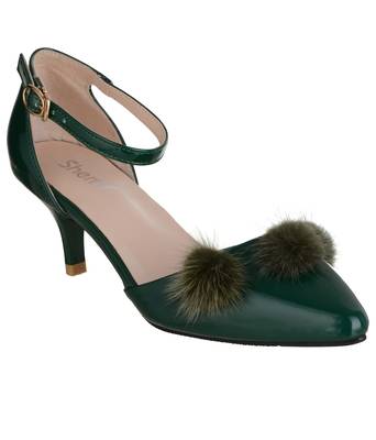 green SHOES KITTEN HEELS SANDALS 1