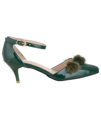green SHOES KITTEN HEELS SANDALS 2