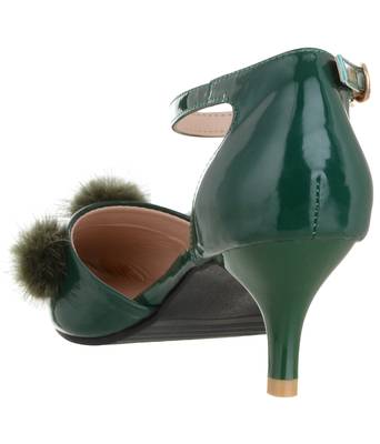 green SHOES KITTEN HEELS SANDALS 3