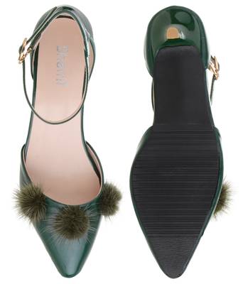 green SHOES KITTEN HEELS SANDALS 4