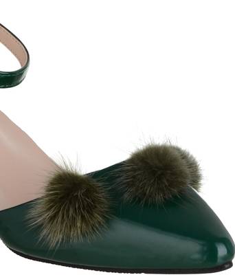 green SHOES KITTEN HEELS SANDALS 5