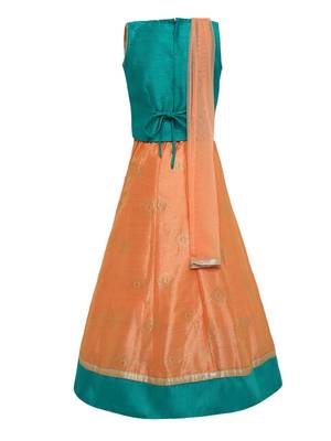 Girl'S   Rama Slik Lehenga Choli And Dupatta Set 2