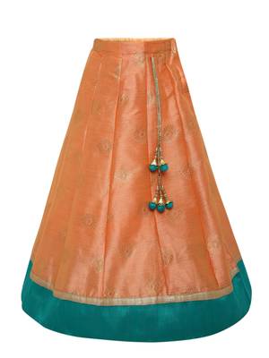 Girl'S   Rama Slik Lehenga Choli And Dupatta Set 3