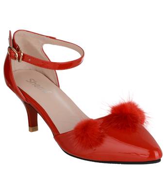 red SHOES KITTEN HEELS SANDALS 1