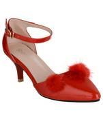 red SHOES KITTEN HEELS SANDALS