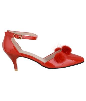 red SHOES KITTEN HEELS SANDALS 2
