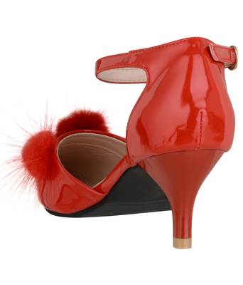 red SHOES KITTEN HEELS SANDALS 3