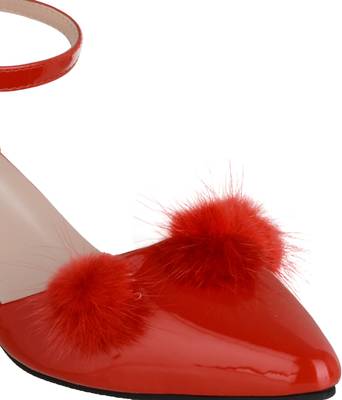 red SHOES KITTEN HEELS SANDALS 5