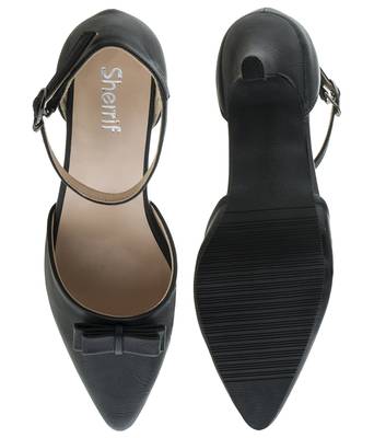 black SHOES KITTEN HEELS SANDALS 4