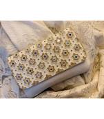 White Brocade Designer Mirror Clutch
