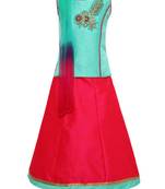 Girl'S   Pink Slik Lehenga Choli And Dupatta Set
