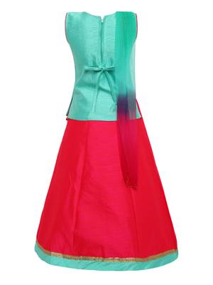 Girl'S   Pink Slik Lehenga Choli And Dupatta Set 2