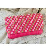 Pink Brocade Designer Everyday Clutch