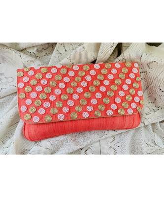 red Brocade Designer Everyday Clutch 1