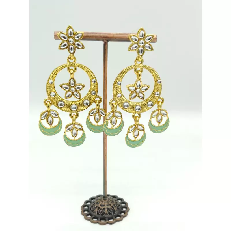 Gold Plated Green Chandbali