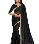 Black Embroidered Net Saree With Blouse