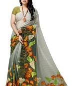 Green printed georgette saree with blouse