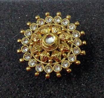 Lalso Royal White Kundan Adjustable Free Size Gold Plated Finger Ring - LKFR01_WT 1