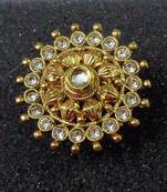 Lalso Royal White Kundan Adjustable Free Size Gold Plated Finger Ring - LKFR01_WT