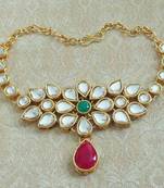 Lalso Designer Multi-colour Antique Gold Plated Kundan 1pc Bajuband Armlet Jewelry Wedding Festival - LKBB01_MG