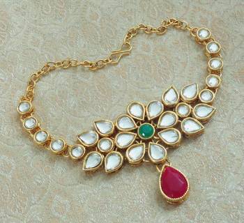 Lalso Designer Multi-colour Antique Gold Plated Kundan 1pc Bajuband Armlet Jewelry Wedding Festival - LKBB01_MG 2