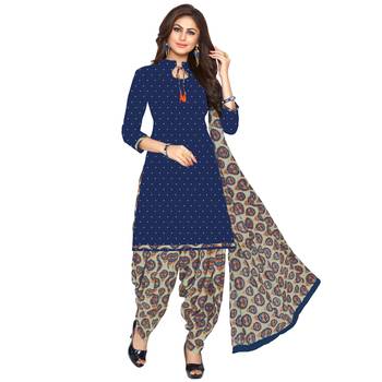 Navy-blue printed cotton salwar 1