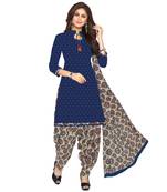 Navy-blue printed cotton salwar