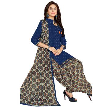 Navy-blue printed cotton salwar 3