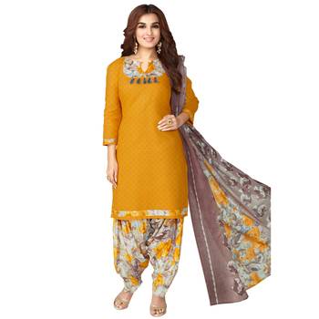 Yellow printed cotton salwar 1