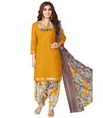Yellow printed cotton salwar