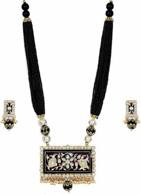Meenakari Black Agate Necklace Sets 1