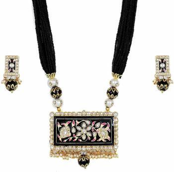 Meenakari Black Agate Necklace Sets 3