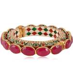 Gold Plated Pearl Kada Jadau Meenakari Antique Rajwada Royal Rajasthani Bangle for Women