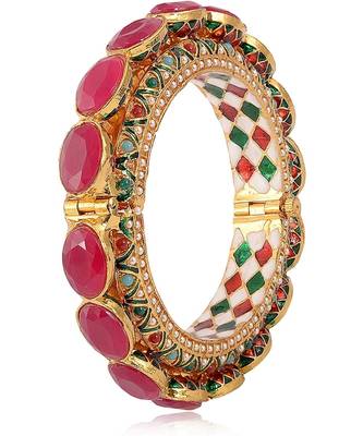 Gold Plated Pearl Kada Jadau Meenakari Antique Rajwada Royal Rajasthani Bangle for Women 2