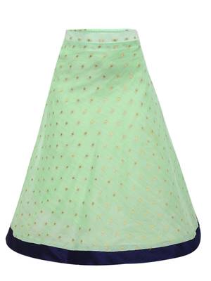 Girl'S   Turquoise Slik Lehenga Choli And Dupatta Set 3