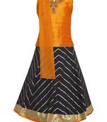 Girl'S   Blue Slik Lehenga Choli And Dupatta Set