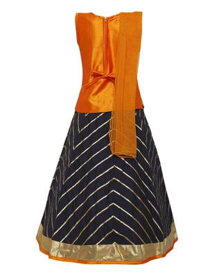 Girl'S   Blue Slik Lehenga Choli And Dupatta Set 2