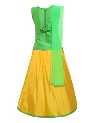 Girl'S   Blue Slik Lehenga Choli And Dupatta Set 2