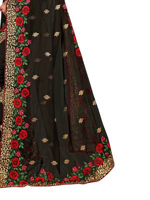Black embroidered georgette saree with blouse 4